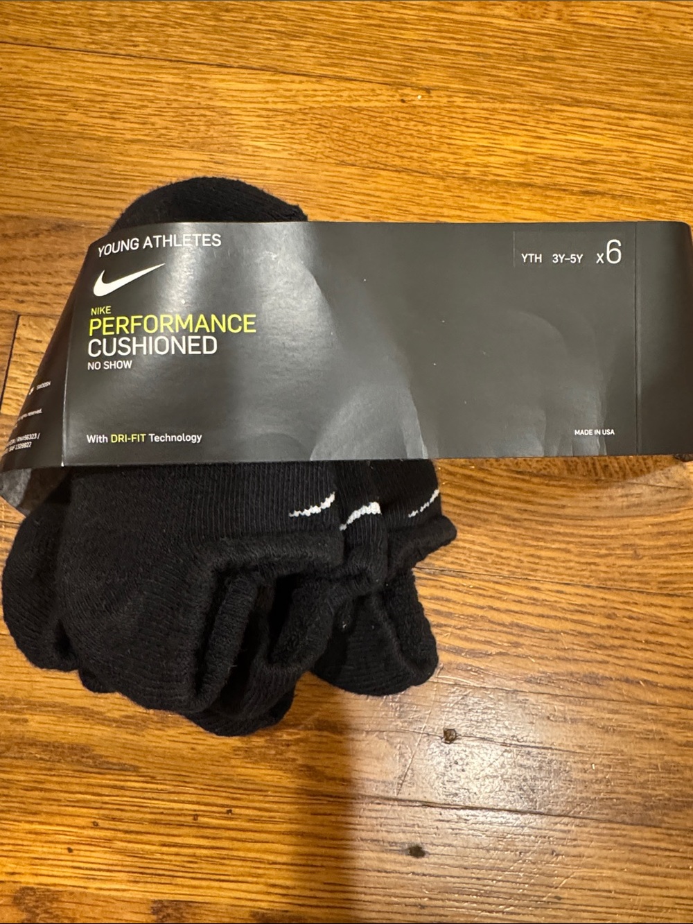 Nike Black Youth No-Show Performance Socks (6 Pack)